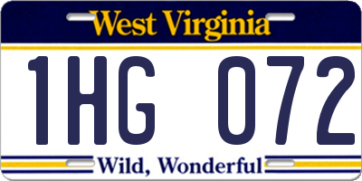 WV license plate 1HG072