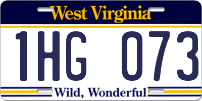 WV license plate 1HG073
