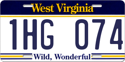 WV license plate 1HG074