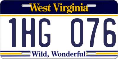WV license plate 1HG076
