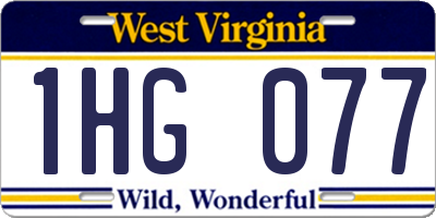 WV license plate 1HG077