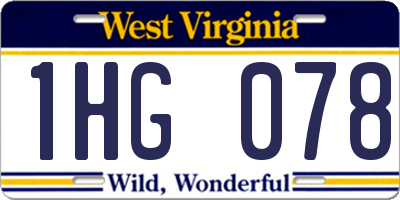 WV license plate 1HG078