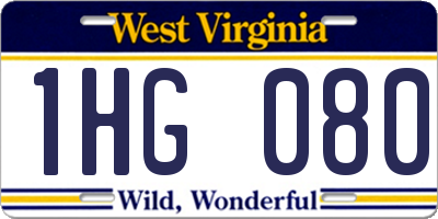 WV license plate 1HG080