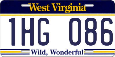 WV license plate 1HG086
