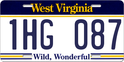 WV license plate 1HG087