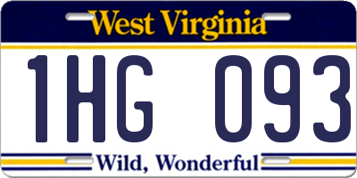 WV license plate 1HG093