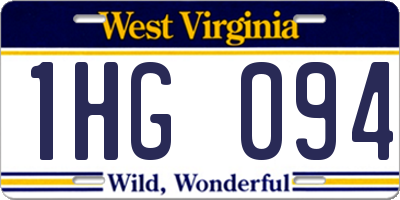 WV license plate 1HG094