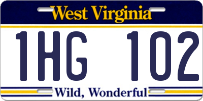 WV license plate 1HG102