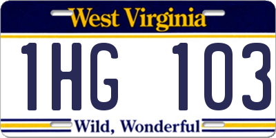 WV license plate 1HG103