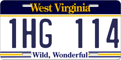 WV license plate 1HG114