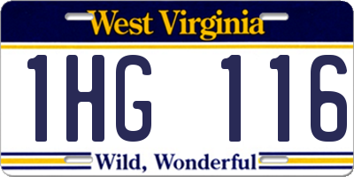 WV license plate 1HG116