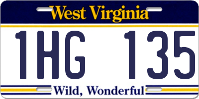 WV license plate 1HG135