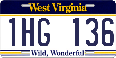 WV license plate 1HG136