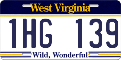 WV license plate 1HG139