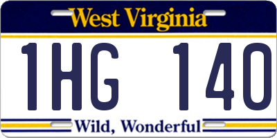 WV license plate 1HG140