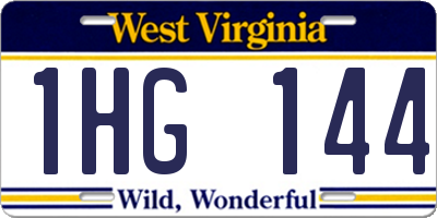 WV license plate 1HG144