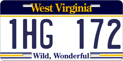 WV license plate 1HG172