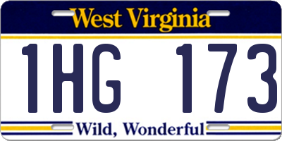 WV license plate 1HG173