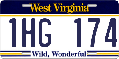WV license plate 1HG174