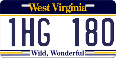 WV license plate 1HG180