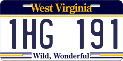 WV license plate 1HG191