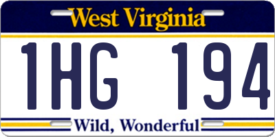 WV license plate 1HG194