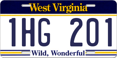 WV license plate 1HG201