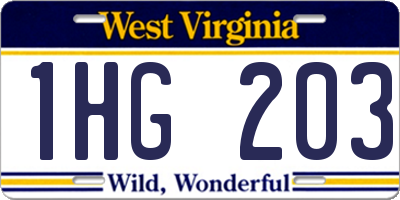WV license plate 1HG203