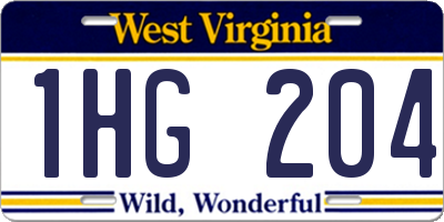 WV license plate 1HG204