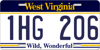 WV license plate 1HG206