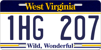 WV license plate 1HG207