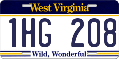 WV license plate 1HG208