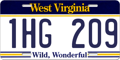 WV license plate 1HG209