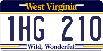 WV license plate 1HG210