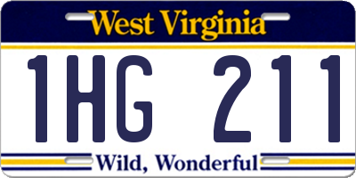 WV license plate 1HG211