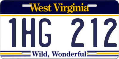 WV license plate 1HG212