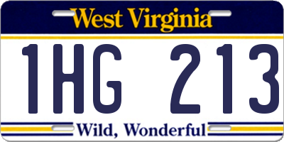 WV license plate 1HG213