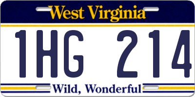 WV license plate 1HG214
