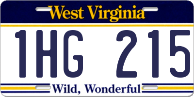 WV license plate 1HG215