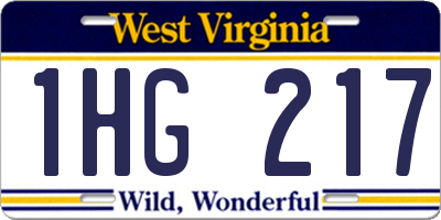 WV license plate 1HG217