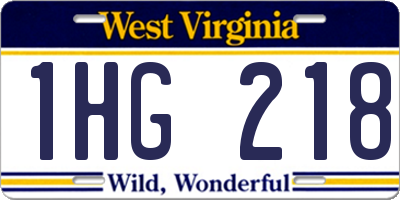 WV license plate 1HG218