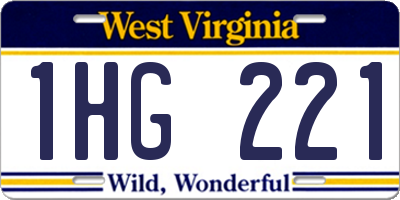 WV license plate 1HG221