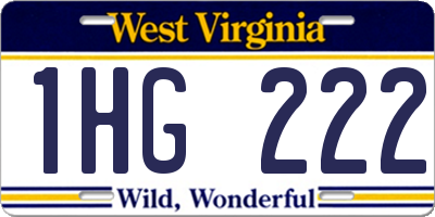 WV license plate 1HG222