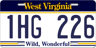 WV license plate 1HG226
