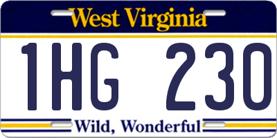 WV license plate 1HG230