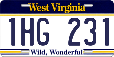 WV license plate 1HG231