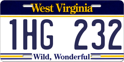 WV license plate 1HG232