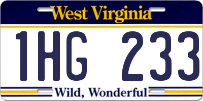 WV license plate 1HG233