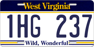 WV license plate 1HG237