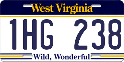 WV license plate 1HG238